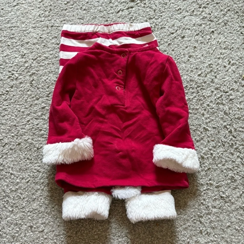 Disney Baby Santa Clause Mickey Mouse Outfit 9-12 mos Red White Christmas Pants